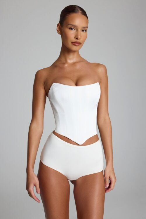 Slinky Jersey Low-Rise Hotpants in White - Image 4