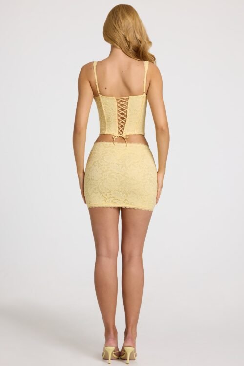 Lace Soft-Scoop Boned Corset Top in Butter Yellow - Image 9