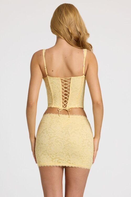 Lace Soft-Scoop Boned Corset Top in Butter Yellow - Image 3