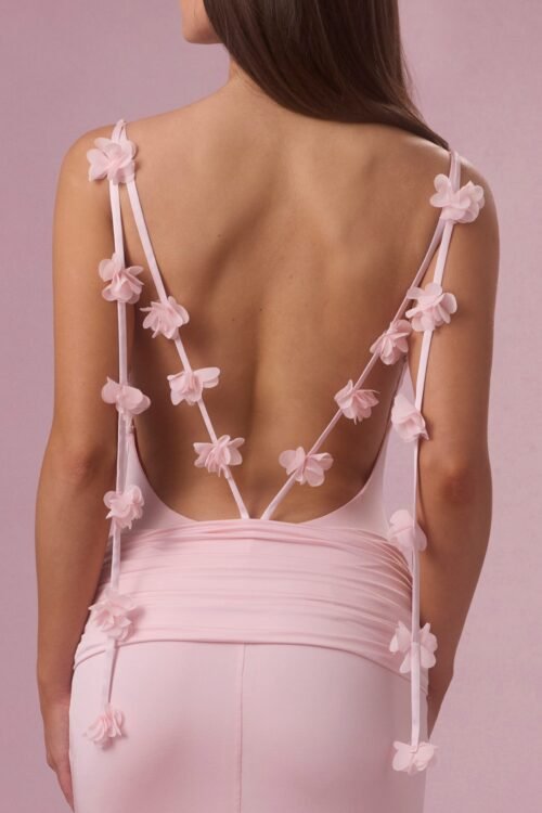 Jersey Draped Gown in Blush - Image 4