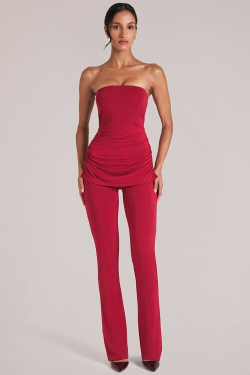 Mid-Rise Fitted Trousers in Cherry Red - Image 8