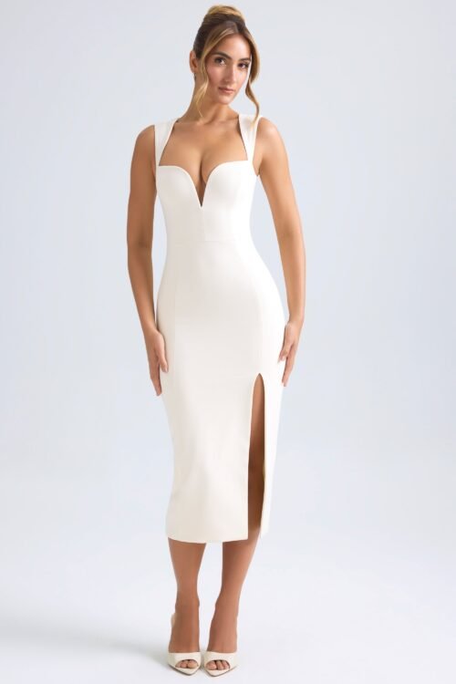 Sweetheart-Neck Midaxi Dress in Ivory - Image 5