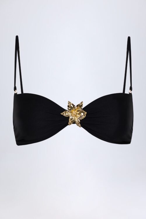 Hardware-Detail Halterneck Bikini Top in Black - Image 3