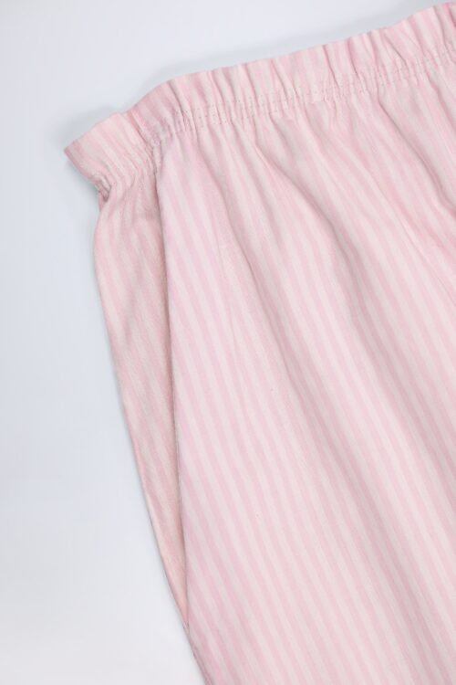 Wide-Leg Cotton-Poplin Trousers in Pink White Stripe - Image 7