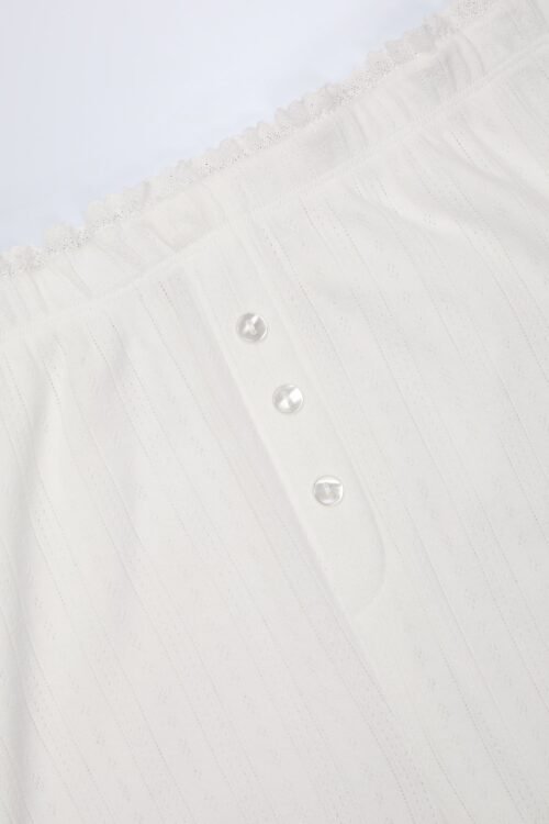 Pointelle Mid-Rise Straight-Leg Trousers in White - Image 5