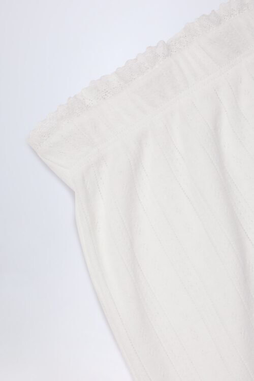 Pointelle Mid-Rise Straight-Leg Trousers in White - Image 6
