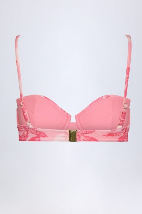 Underwired Balconette Bikini Top in Pink Orchid Print - Image 4