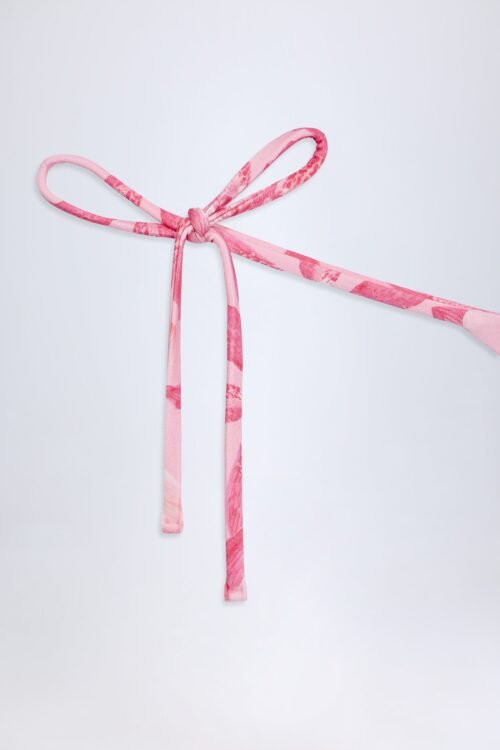 Side-Tie Thong Bikini Bottoms in Pink Orchid Print - Image 6