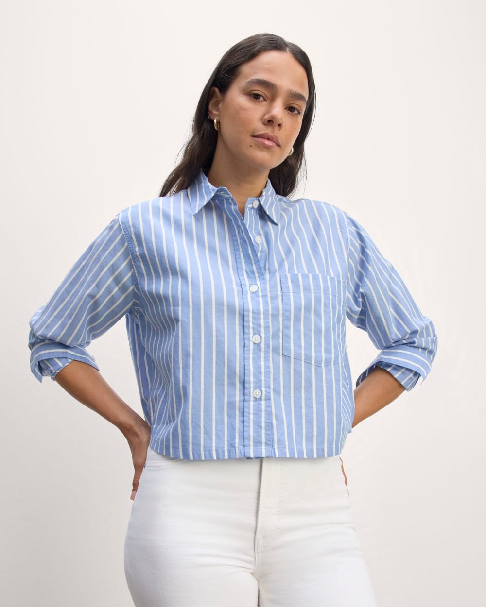 3fe85e27_e36c The Way-Short Shirt in Silky Cotton | Mariner Blue / White - Image 1