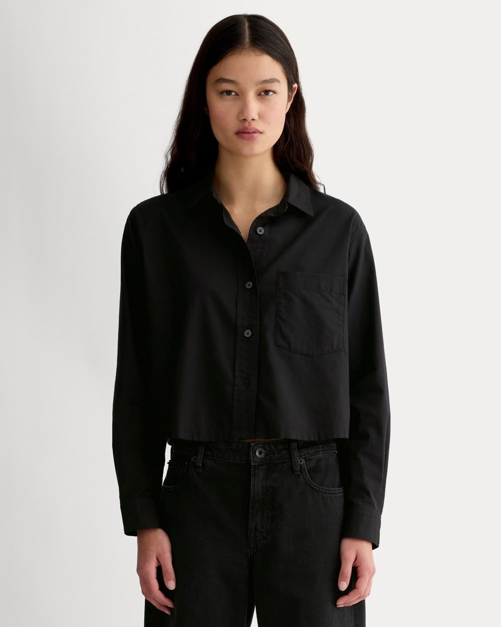ca8a6e58_0a76 The Way-Short Shirt in Silky Cotton | Black - Image 1
